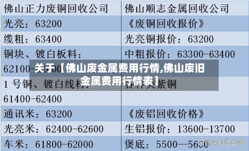 关于【佛山废金属费用行情,佛山废旧金属费用行情表】-第1张图片