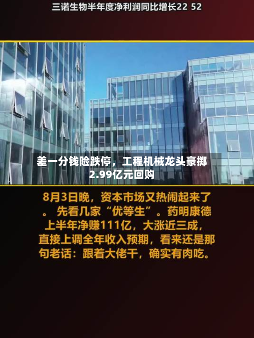 差一分钱险跌停，工程机械龙头豪掷2.99亿元回购