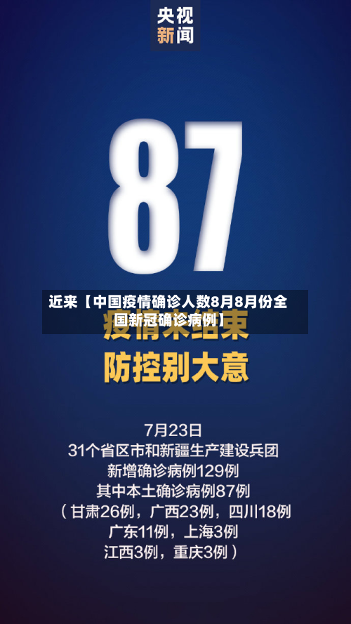 近来【中国疫情确诊人数8月8月份全国新冠确诊病例】