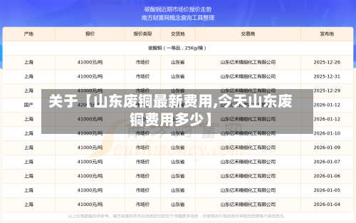 关于【山东废铜最新费用,今天山东废铜费用多少】