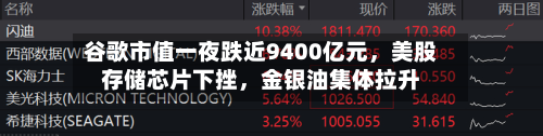 谷歌市值一夜跌近9400亿元，美股存储芯片下挫，金银油集体拉升
