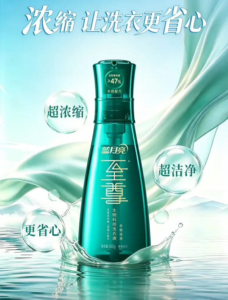 蓝月亮推出全效至尊洗衣液“翡翠玉兰	”全新香型 浓缩战略驱动产品结构与经营质量双升级